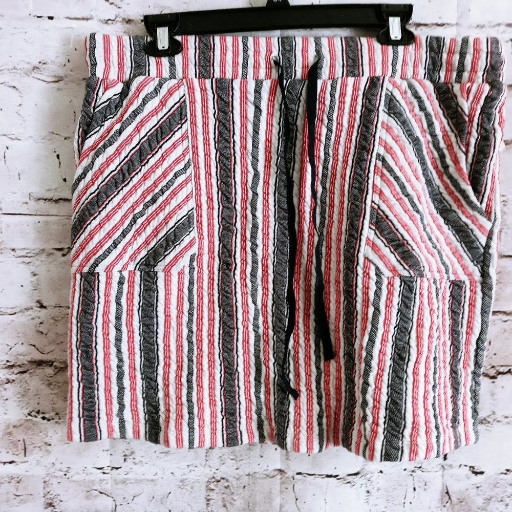 CASLON womans soft mini skirt Multicolored Striped Sz L NWT New $48.00
